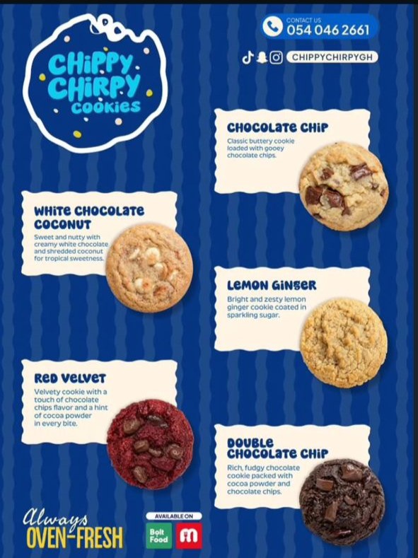 Chippy Chirpy Cookies menu